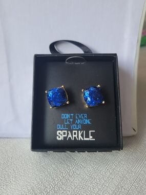 Blue Glitter Stud Earrings